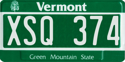 VT license plate XSQ374