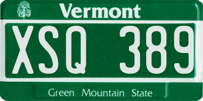 VT license plate XSQ389