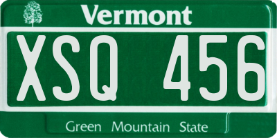 VT license plate XSQ456