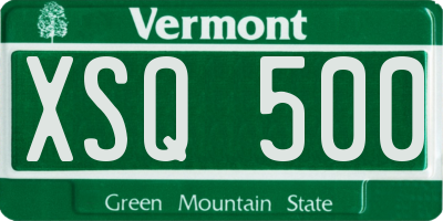 VT license plate XSQ500