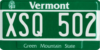 VT license plate XSQ502