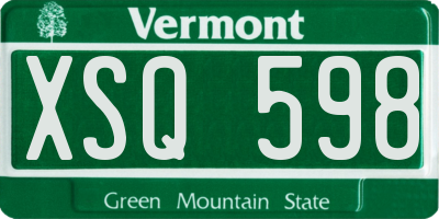 VT license plate XSQ598