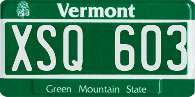 VT license plate XSQ603