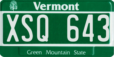 VT license plate XSQ643
