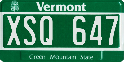VT license plate XSQ647