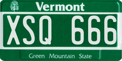 VT license plate XSQ666