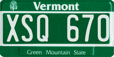 VT license plate XSQ670