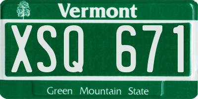 VT license plate XSQ671