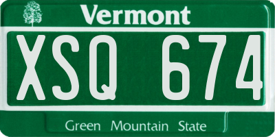 VT license plate XSQ674