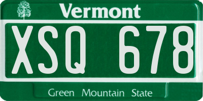 VT license plate XSQ678