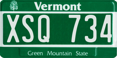 VT license plate XSQ734