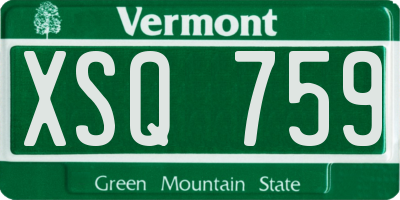 VT license plate XSQ759