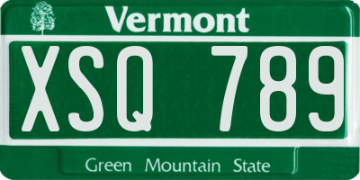 VT license plate XSQ789