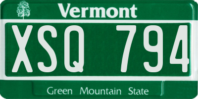 VT license plate XSQ794