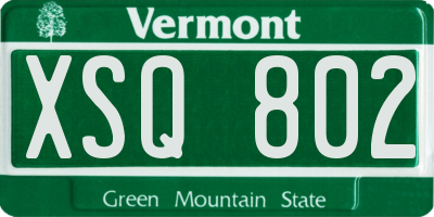 VT license plate XSQ802