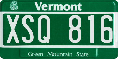 VT license plate XSQ816