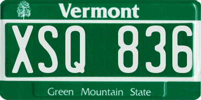 VT license plate XSQ836