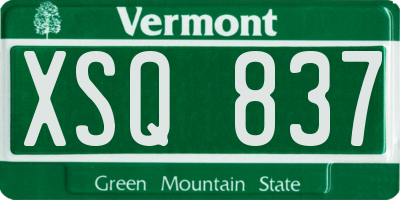 VT license plate XSQ837