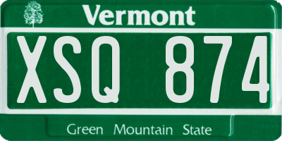 VT license plate XSQ874