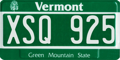 VT license plate XSQ925