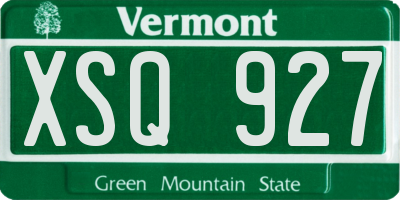 VT license plate XSQ927