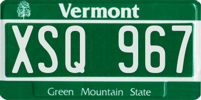 VT license plate XSQ967