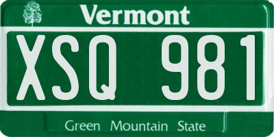 VT license plate XSQ981