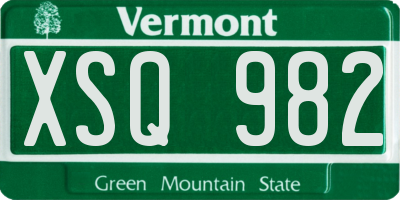 VT license plate XSQ982