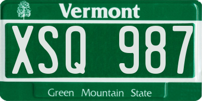 VT license plate XSQ987