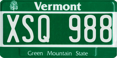 VT license plate XSQ988