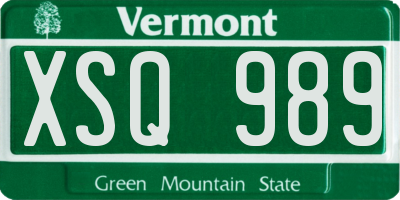 VT license plate XSQ989
