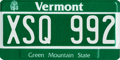 VT license plate XSQ992