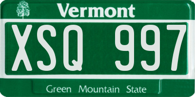 VT license plate XSQ997