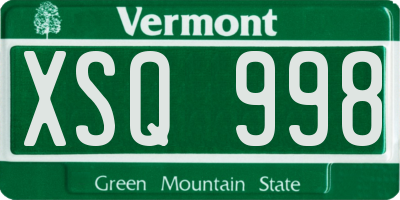 VT license plate XSQ998