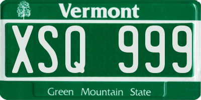 VT license plate XSQ999