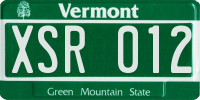 VT license plate XSR012