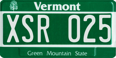 VT license plate XSR025