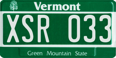 VT license plate XSR033