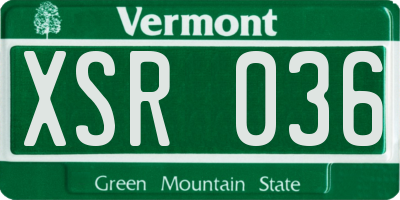 VT license plate XSR036