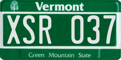 VT license plate XSR037
