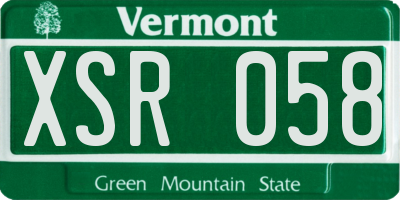 VT license plate XSR058