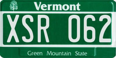 VT license plate XSR062