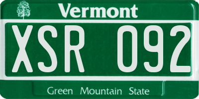 VT license plate XSR092
