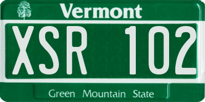VT license plate XSR102
