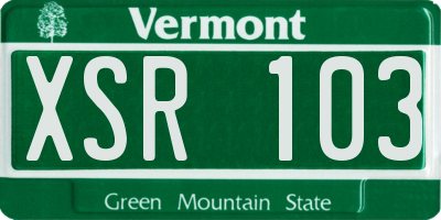 VT license plate XSR103