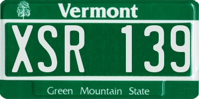 VT license plate XSR139