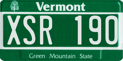VT license plate XSR190