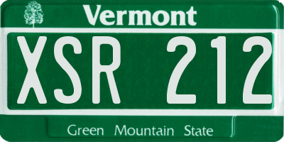 VT license plate XSR212