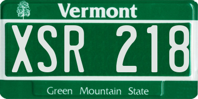 VT license plate XSR218