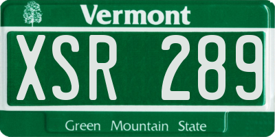 VT license plate XSR289